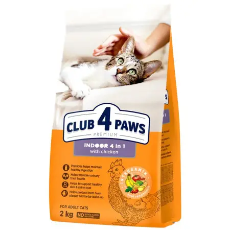 Сухий корм для котів Club 4 Paws Premium 4 в 1, що мешкають у приміщенні, з куркою, 2 кг