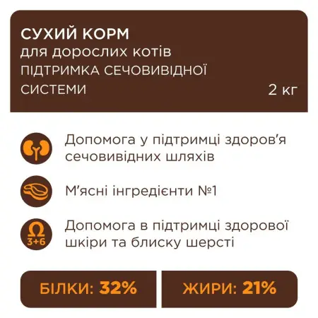 Сухий корм для котів Club 4 Paws Premium для підтримки здоров'я сечовивідної системи, 2 кг