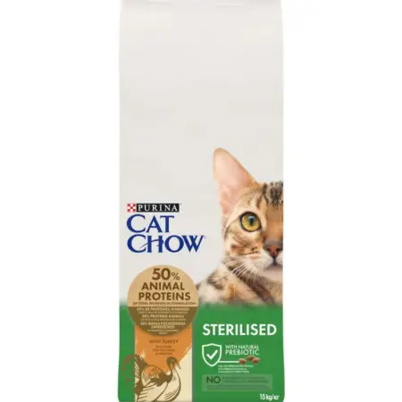 Сухий корм для стерилізованих котів Cat Chow Sterilised, з індичкою, 15 кг