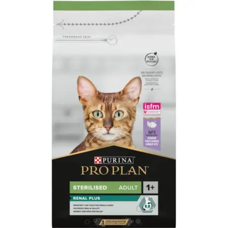 Сухой корм для стерилизованных кошек Purina Pro Plan Sterilised Adult 1+ Renal Plus с индейкой 1,5 кг