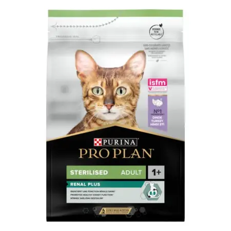 Сухой корм для стерилизованных кошек Purina Pro Plan Sterilised Adult 1+ Renal Plus с индейкой 3 кг