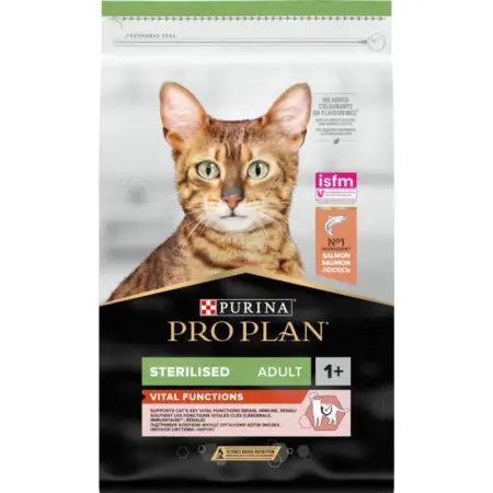 Сухой корм для стерилизованных кошек Purina Pro Plan Sterilised Adult 1+ Vital Functions, с лососем, 10 кг