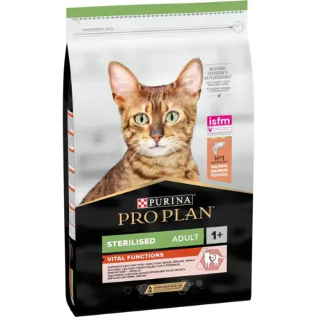 Сухой корм для стерилизованных кошек Purina Pro Plan Sterilised Adult 1+ Vital Functions, с лососем, 10 кг