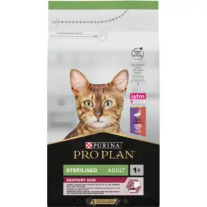 Сухой корм для стерилизованных кошек Purina Pro Plan Sterilised Savoury Duo, с уткой и печенью, 1,5 кг