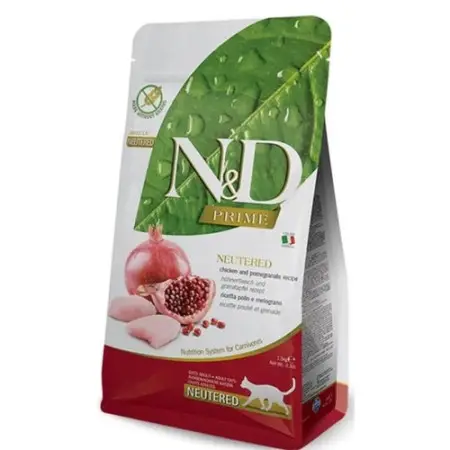Беззерновой сухой корм Farmina N&D Grain Free Prime Chicken & Pomegranate Neutered Adult для стерилизованных кошек взрослых курица, гранат 5 кг