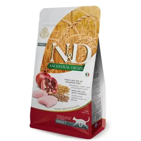 Низькозерновий сухий корм Farmina N&D Low Grain Chicken & Pomegranate Adult для дорослих кішок курка, гранат 5 кг