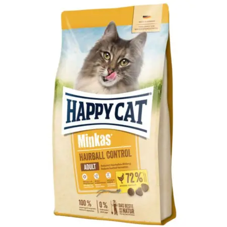 Сухий корм Happy Cat Minkas Hairball Control Geflugel для дорослих котів для виведення шерсті з птицею, 0,5 кг (70401)