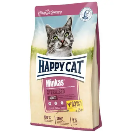 Сухий корм Happy Cat Minkas Sterilised Geflugel для кастрованих котів та стерилізованих кішок з птицею, 1,5 кг