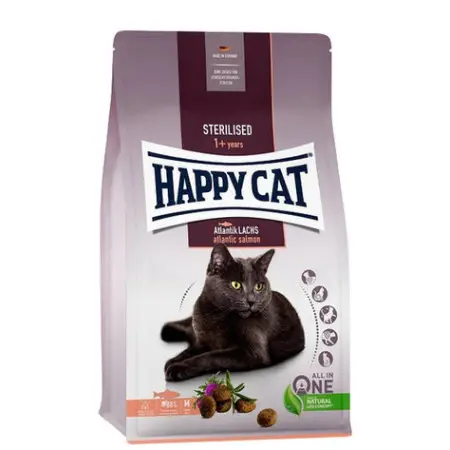 Сухой корм Happy Cat Sterilised Atlantik Lachs для взрослых стерилизованных кошек со вкусом лосося, 10 кг.