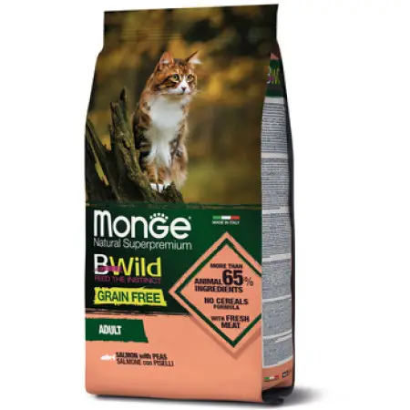 Сухой корм Monge Cat Bwild Grain Free для кошек с лососем 1,5 кг