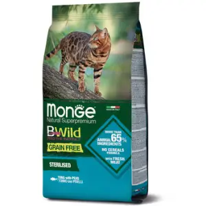 Сухий корм Monge Cat Bwild Grain Free Sterilised для стерилізованих котів з тунцем 1,5 кг