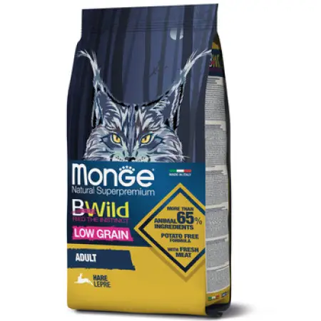 Сухой корм Monge Cat Bwild Low Grain для кошек с мясом зайца 1,5 кг