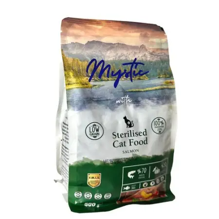 Сухой Корм Mystic Беззерновой для взрослых стерилизованных кошек с Лососем 500 г