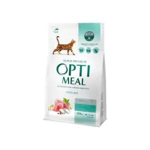 Сухой корм Optimeal для стерилизованных кошек и кастрированных кошек, индейка и овес, 700 г
