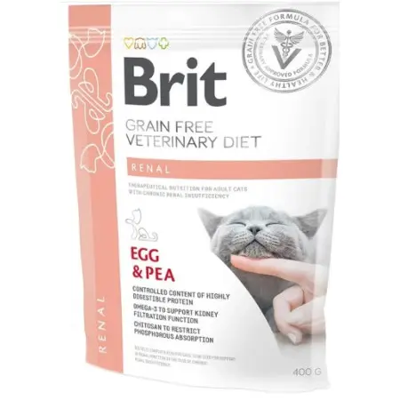 Сухой корм Brit GF VetDiet Cat Renal для кошек, при заболеваниях почек, с яйцом и горохом, 400 г