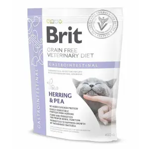 Сухий корм Brit GF VetDiet Cat Gastrointestinal для котів, при порушеннях травлення, з оселедцем, лососем, яйцем та горохом, 400 г