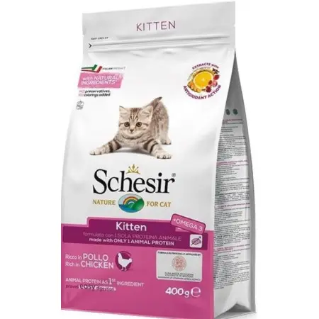 Сухий монопротеїновий корм Schesir Cat Kitten для кошенят з куркою 400 г