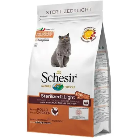 Сухий монопротеїновий корм Schesir Cat Sterilized & Light для стерилізованих котів схильних до повноти з куркою 10 кг