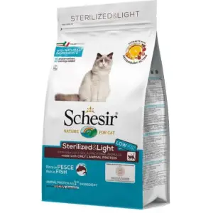 Сухий монопротеїновий корм Schesir Cat Sterilized & Light Fish для стерилізованих котів схильних до повноти з рибою 1,5 кг