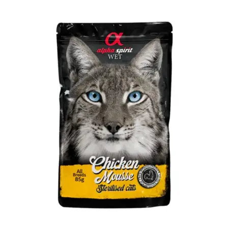 Вологий корм Alpha Spirit Chicken Mousse для стерилізованих котів, мусс з куркою 85 г
