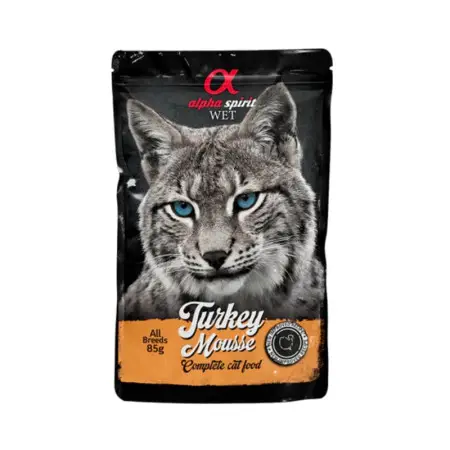 Влажный корм Alpha Spirit Turkey Mousse для кошек, мусс с индейкой 85 г