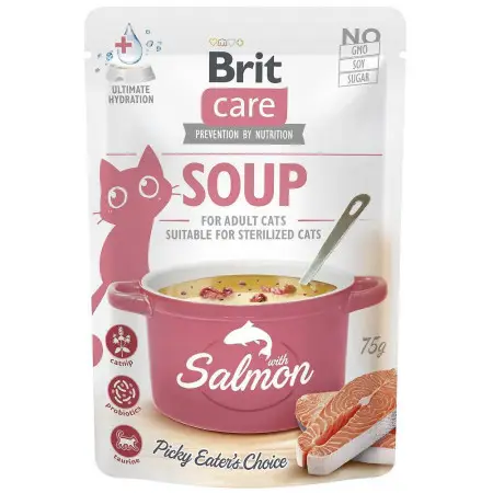 Корм влажный "Суп для кошек Brit Care Soup with Salmon с лососем", 75 г