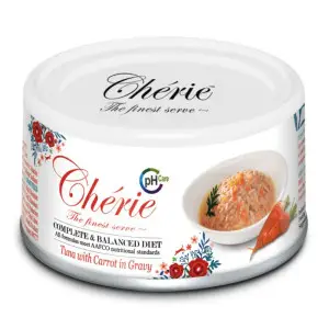 Влажный корм Cherie для поддержки мочевыводящих путей у кошек с кусочками тунца и моркови в соусе 80 г