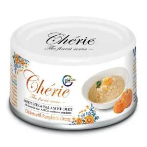 Влажный корм Cherie для поддержки мочевыводящих путей у кошек с кусочками курицы и тыквы в соусе 80 г