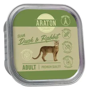 Вологий корм для дорослих котів з качкою і кроликом Araton Adult cat with with duck and rabbit, 85 г