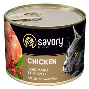 Вологий корм Savory для стерилізованих котів, з куркою, 200 г