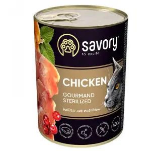 Вологий корм Savory для стерилізованих котів, з куркою, 400 г