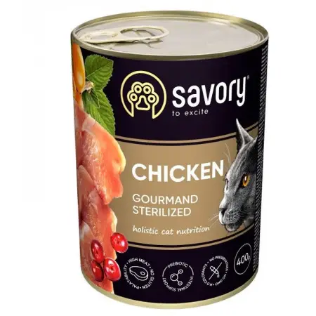 Вологий корм Savory для стерилізованих котів, з куркою, 400 г