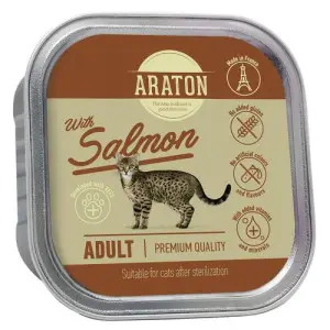 Вологий корм для дорослих стерилізованих котів з лососем Araton Adult cat with salmon, 85 г