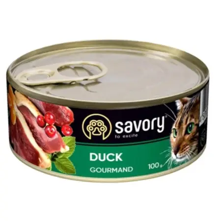 Вологий корм Savory для дорослих вибагливих котів, з качкою, 100 г