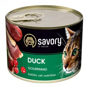 Вологий корм Savory для дорослих вибагливих котів, з качкою, 200 г