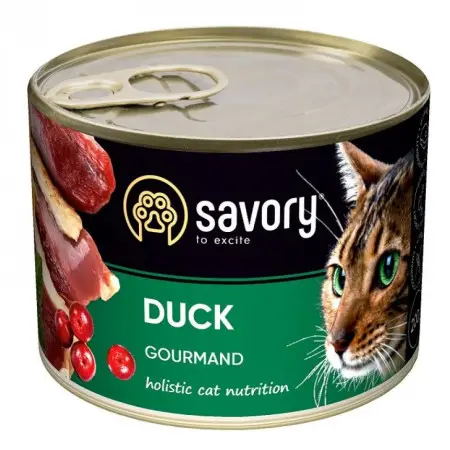Вологий корм Savory для дорослих вибагливих котів, з качкою, 200 г