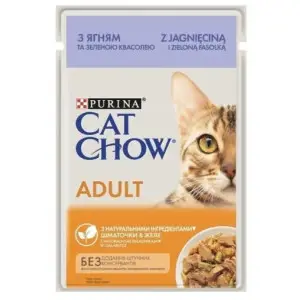 Вологий корм для кішок Cat Chow з ягням та зеленою квасолею 85г
