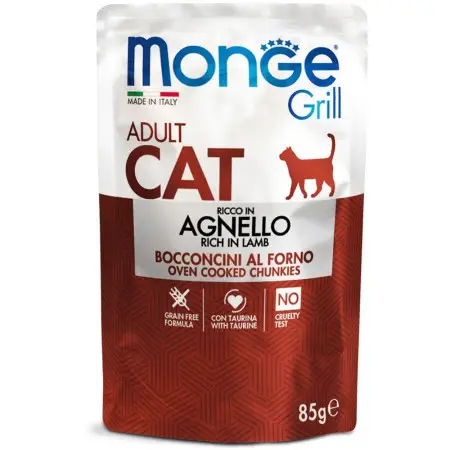 Вологий корм для кішок Monge Cat Grill Adult з ягням 85 г