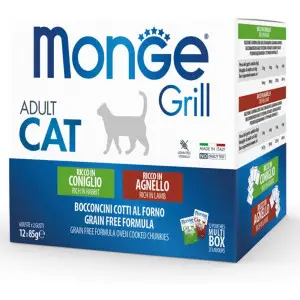 Вологий корм для кішок Monge cat grill MIX з кроликом та ягням 1.02 кг