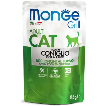 Вологий корм для кішок Monge cat grill MIX з кроликом та ягням 1.02 кг