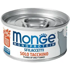 Вологий корм для кішок Monge Cat Monoprotein м'ясні пластівці з індички, 80 г