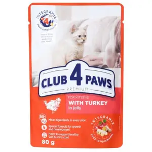 Вологий корм для кошенят Club 4 Paws Premium індичка в желе, 80 г