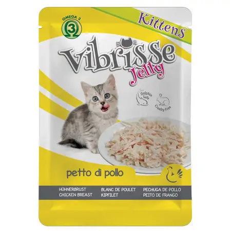 Вологий корм для кошенят VIBRISSE JELLY, куряча грудка в желе, 70г