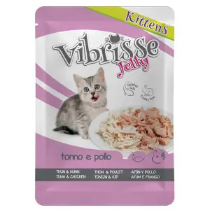 Вологий корм для кошенят VIBRISSE JELLY, тунець/курка в желе, 70г