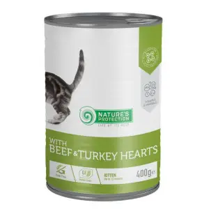 Вологий корм для кошенят з яловичиною та серцем індички Nature's Protection Kitten with Beef & Turkey hearts 400 г