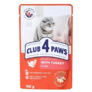 Вологий корм для котів Club 4 Paws Premium індичка в желе, 100 г