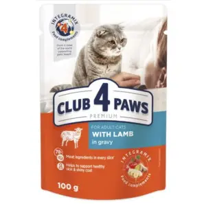 Вологий корм для котів Club 4 Paws Premium ягня в соусі, 100 г