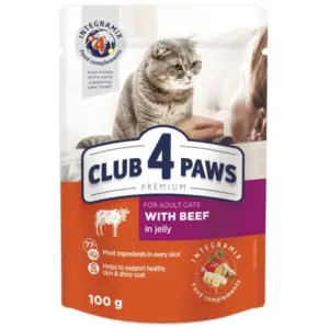 Вологий корм для котів Club 4 Paws Premium яловичина в желе, 100 г