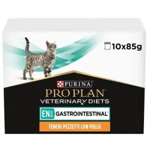 Вологий корм для котів із захворюванням шлунково-кишкового тракту Purina Pro Plan Veterinary Diets EN Gastrointestinal, з куркою у підливці, 10 х 85 г