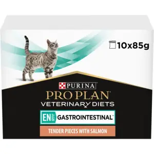 Вологий корм для котів із захворюванням шлунково-кишкового тракту Purina Pro Plan Veterinary Diets EN Gastrointestinal, з лососем у підливці, 10 х 85 г